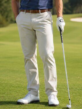Greg Norman Men's Cream Stretch Five-Pocket Golf Performance Pants Size 40 X 29"